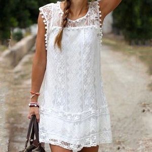 Floryday white Pom dress